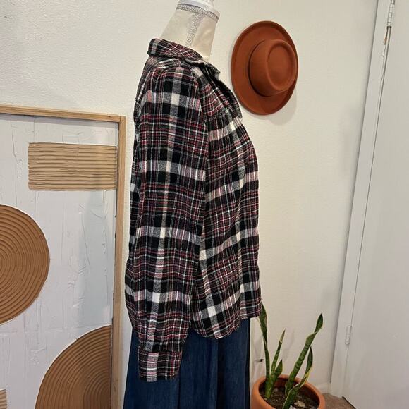 Woolrich Black & Red Cotton Checkered Plaid Print Button Front Long Sleeve Shirt - Picture 2 of 12